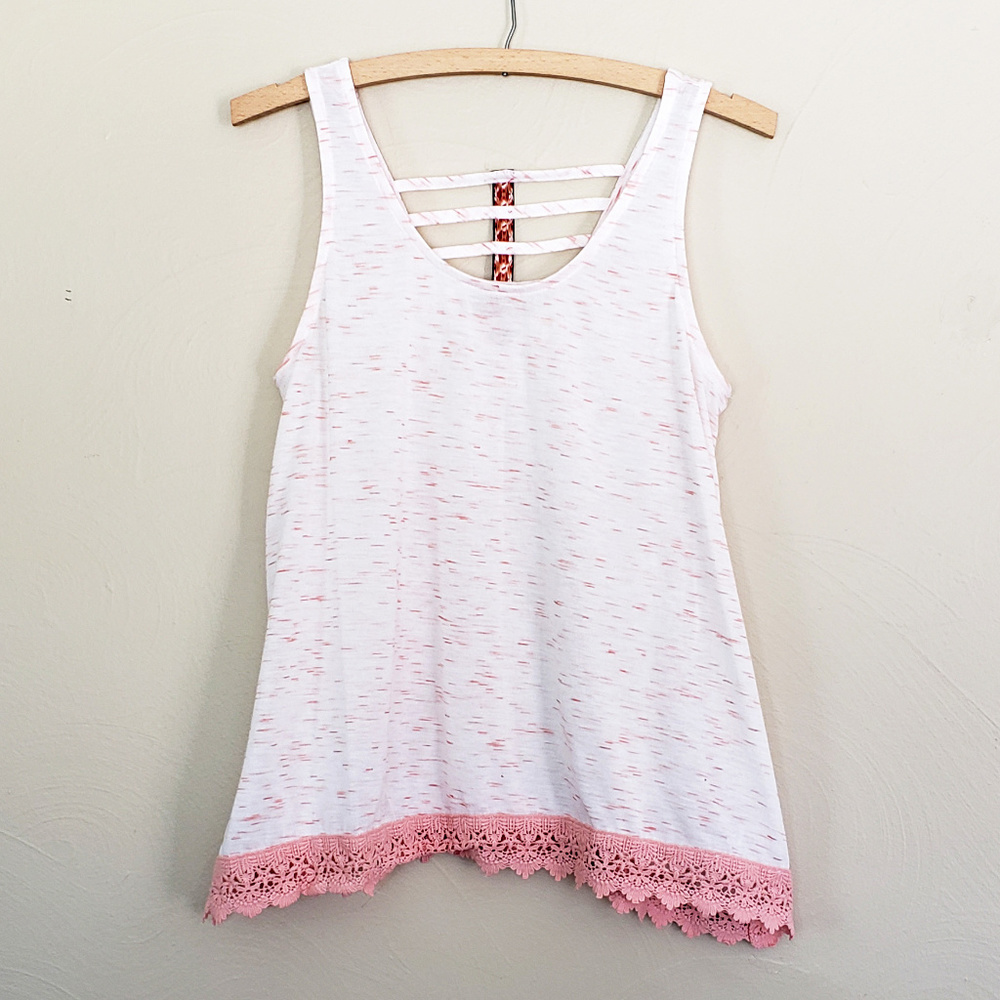 Trillium Boho Crochet Trim Tank Top - Medium